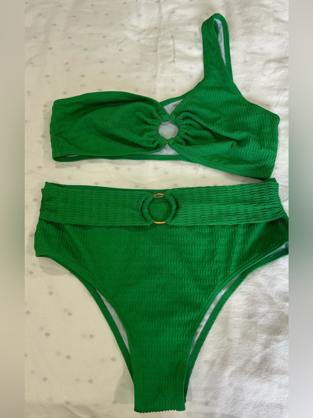 Green One-Shoulder Bikini Set - Women Swim